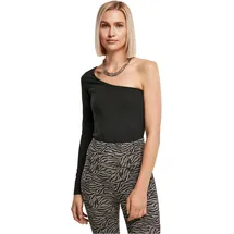 URBAN CLASSICS Ladies Organic Asymmetric One Sleeve Body - Schwarz