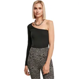 URBAN CLASSICS Ladies Organic Asymmetric One Sleeve Body - Schwarz