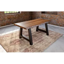 sam möbel gmbh Esstisch Baumkante Massiv Akazie nussbaumfarben 300x100 A-Gestell schwarz ALICANTE - Braun