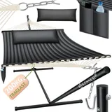 Hängematte hill mit Gestell Kissen Doppelhängematte für 2 Personen-Stabiler Rahmen -200kg Belastbarkeit Indoor & Outdoor xxl Hängesessel Anthrazit