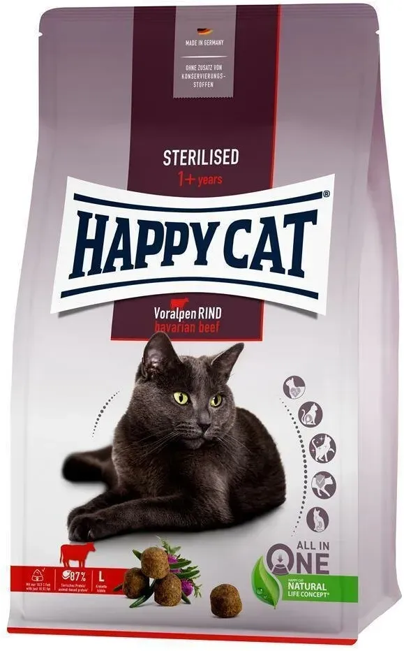 Happy Cat Trockenfutter Sterilised Adult Voralpen Rind 4kg