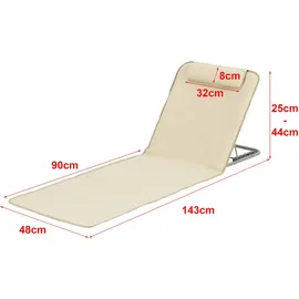 [en.casa] Strandmatten-Set, Beige Textil, Metall, 143x44x48 cm Gartenmöbel, Gartenliegen