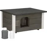 Springos® Hundehaus aus Holz 54x39x30 cm Wetterfest Hundehütte Haustierhütte Hundehöhle Katzenhaus - Grau
