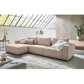 Musterring Ecksofa JustB! PM200, mit Holzrahmen in schwarz, 2 Teile, Anreihsofa rechts & Longchair links, mit Armlehnen, inkl. Rückenkissen beige