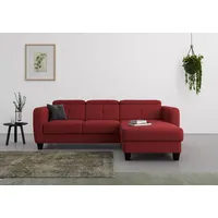 sit&more Ecksofa »Belluci L-Form«, inklusive Federkern, wahlweise mit Bettfunktion und Bettkasten, rot