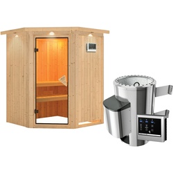Karibu Sauna Nanja-3,6kW230V Ofen-Steuerg.-Inkl.Dachkranz