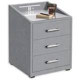 ed exciting design Mid.you Nachtschrank Grau Kunststoff, 3 Schubladen, 47x61x46 cm Schlafzimmer, Nachttische