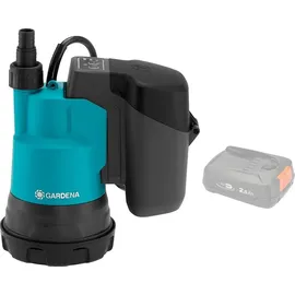 Gardena Akku-Klarwasser-Tauchpumpe 2000/2 18V P4A ohne Akku: Flachsaugende Akku-Tauchpumpe, integrierter Filter, Trockenlaufsicherung, Fördermenge 2000 l/h (14600-55)