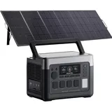 OUKITEL P1000 Plus Tragbare Powerstation mit 500W Solarpanel, 1024Wh LFP Batterie Backup mit 4x1800W AC Ausgäng, Schnellladung von 0-80% in 40 Mins Solar Generator, Notstromaggregat für Camping