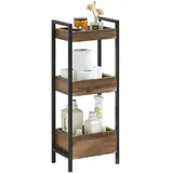 SoBuy Badregal Vintage Standregal Küchenregal mit 3 Ablagefächern Holz Metall Vintagebraun FRG226-F