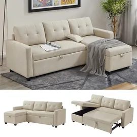 VitaliSpa Eckcouch Polyester 2-Sitzer Beige