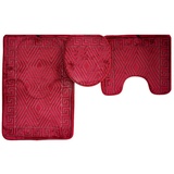 COFI 3 Teiliges Badematten-Set mit Muster aus Polyester und Magenta