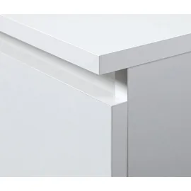 home collective Computertisch, Bürotisch, mit ausziehbarer Tastaturablage, Schreibtisch Laminatplatte mit ABS-Kante, mit 4 Schubladen Links, 90 x 50 x 77 cm, weiß