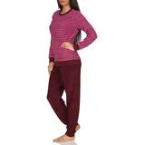 RELAX by Normann Frottee Pyjama Langarm mit Bündchen gestreift Pink 44/46