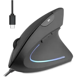 Perixx PERIMICE-513 C Vertikale Ergonomie-Maus USB-C schwarz Rechtshänder