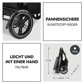 hauck 3in1 Kinderwagen Set inkl. Babyschale ab Geburt bis 22 kg, Klein Zusammenklappbar, Liegefunktion, Getränkehalter - Tablett, UV-Schutz 50+ (Grey)