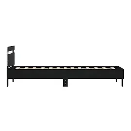 vidaXL Bettgestell mit Kopfteil und LED-Leuchten Schwarz 100x200 cm