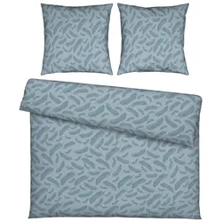 Bettwäsche Ferns XXL Rauchblau ca. 200x200cm