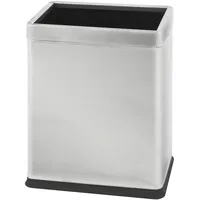ReinigungsBerater Doppelwand-Papierkorb, rechteckig, 10 Liter, Edelstahl mattiert