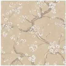 Profhome 781992-GU Blumen Tapete Floral Beige Creme-Weiß Grau Orange 0,53 m x 10,05 m 5,33 m2