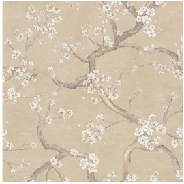 Profhome 781992-GU Blumen Tapete Floral Beige Creme-Weiß Grau Orange 0,53 m x 10,05 m 5,33 m2