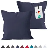 Carpe Sonno Kopfkissenbezug 80x80 2er Set - Kissenbezug 80x80 Baumwolle - Oeko-TEX Premium Kissenbezüge - Deko Kissen Bezug für Schlafzimmer Wohnzimmer Bett Sofa - Kissenhüllen Blau