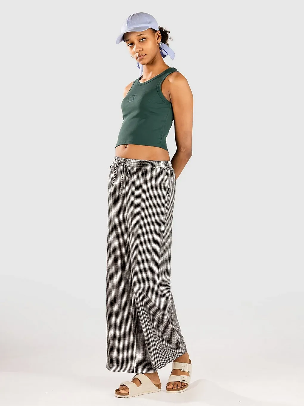 Blue Tomato Long Linen Hose gingham black & white Gr. S
