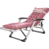 LHNLY-Liegen Liegenauflage für Sonnenliege Hoch Senioren mit Kissen Saunaliege Auflage Extrabreit Deckchair Liege Gartenliege Liegender Recliner Relaxliege für Balkon Wohnzimmer, Pink Samt