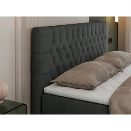 MKS Meble Boxspringbett 180x200 mit Matratze und Topper, Boxspringbett 180x200 mit Bettkasten und Kopfteil - PERA - 180x200 - Dunkelgrau - Struktur - H4 - Dunkelgrau