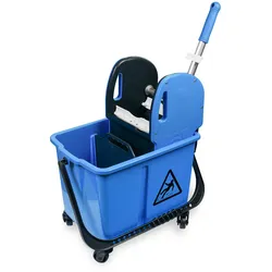 Hypafol Mini Putzwagen Set 40 Mini | 2-Kammer Putzwagen, 24l Eimer mit Trennwand, Mopp-Presse, Teleskopstiel & Mopp-Halter, Baumwoll-& Mikrofaser-Mopp