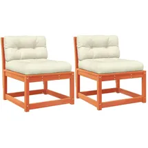 vidaXL Gartensofas mit Kissen 2 Stk. Wachsbraun Massivholz Kiefer