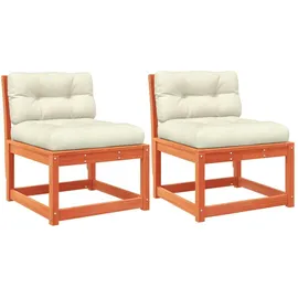 vidaXL Gartensofas mit Kissen 2 Stk. Wachsbraun Massivholz Kiefer