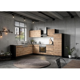 Held Möbel Winkelküche Turin 240 x 300 cm Wotaneiche-Graphit ohne E-Geräte