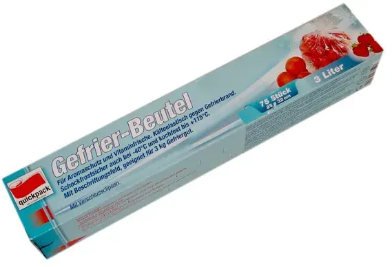 Gefrierbeutel Quickpack 25x32 cm, Klipse 3 L 75 Stück in der Faltschachtel