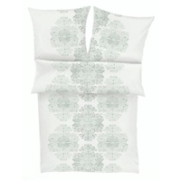 Zeitgeist Porticello Winterbettwäsche 155x220cm - 100% Baumwolle Reißverschluss, flauschig warm, 2tlg. Bettwäsche weiß grün