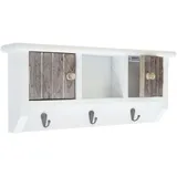 Hegele - Schlüsselbrett Hhg-461, Schlüsselkasten Schlüsselboard Mit Türen, Massiv-holz Mvg-zertifiziert Shabby Braun-weiß