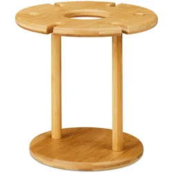 Relaxdays Weinglashalter, Bambus, für 6 Gläser, rund Ø 25cm, Weingeschenk, Bar, Weinbutler mit Weinflaschenhalter, natur