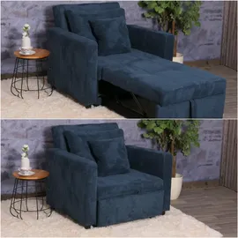 MCW Schlafsessel MCW-L90 Cord 200 x 100 x 70 cm Blau mit Schlaffunktion