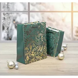 Sigel Geschenktüten Golden ornaments on green Motiv 26,0 x 32,0 cm