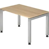 Hammerbacher JS12 höhenverstellbarer Schreibtisch eiche rechteckig, 4-Fuß-Gestell silber 120,0 x 80,0 cm