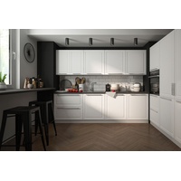 L-Form Küchenzeile AMARO Einbauküche 270x120cm grau Front reinweiß matt 66589620