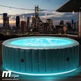 BRAST Whirlpool aufblasbar MSpa Starry mit LED Beleuchtung für 6 Personen Ø204x70cm In- Outdoor Pool 138 Massagedüsen Energiespar-Timer Heizung ...