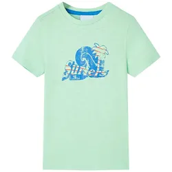Kinder-T-Shirt Hellgrün 92 – Weiches Baumwollshirt mit „Surfers“-Print - 92