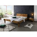 MASSIVMOEBEL24.DE Balkenbett Zerreiche 180x200 tabacco geölt Jangali 322
