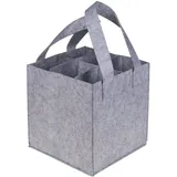 ReWu Filz-Tasche Flaschentasche Flaschenträger Flaschenkorb Tragetasche Bottlebag 6 Fächer bis 1,5L Flaschen Filzoptik Grau, mit Herausnehmbaren Trennwände 24 x 24 x 24 cm