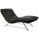 W.Schillig Relaxliege daily dreams Leder 75 x 91 x 170 cm grau mit Kissen