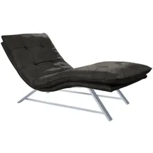W.Schillig Relaxliege daily dreams Leder 75 x 91 x 170 cm grau mit Kissen