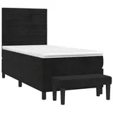 vidaXL Boxspringbett mit Matratze Schwarz 90x190 cm Samt1534521