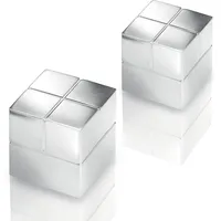 Sigel BA706 ultra starke Neodym-Magnete silber, massives Alu, 2er-Set, 2x2x2 cm SuperDym, für Glas-Magnettafeln und Glas-Whiteboards