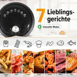 GOURMETmaxx Heißluftfritteuse mit 2,3 Öl | 1000 Watt | inkl. Timer, & 8 Funktionen | Schwarz